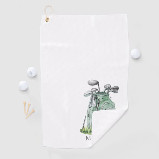 Personalized Golfer Green Monogram Golfhandtuch (Insitu)