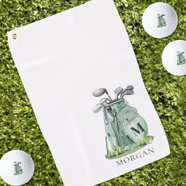 Personalized Golfer Green Monogram Golfhandtuch