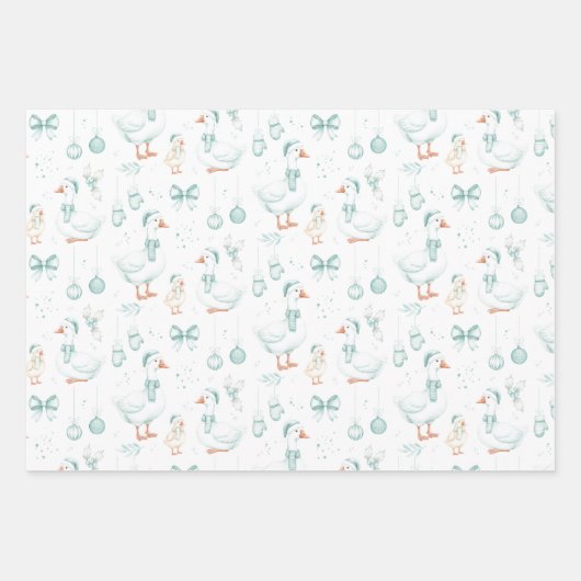Personalized Goose Christmas Wrapping Paper Sheets Geschenkpapier Set (Vorderseite)