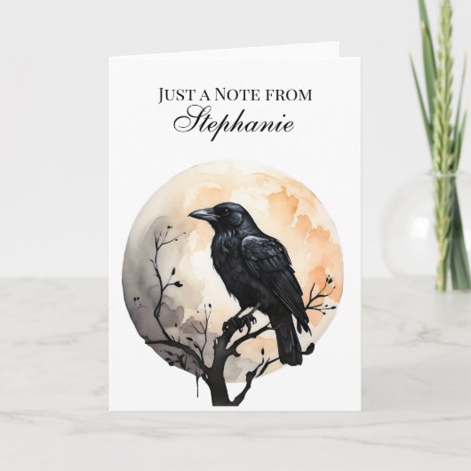Personalized Gothic Crow Moon Note Card Dankeskarte (Vorderseite)