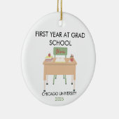 Personalized Grad School Ornament, First Year  Keramik Ornament (Rechts)
