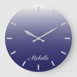 Personalized gradient ombre navy blue große wanduhr