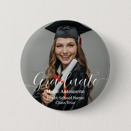 Personalized Graduate Photo Elegant Graduation  Button
