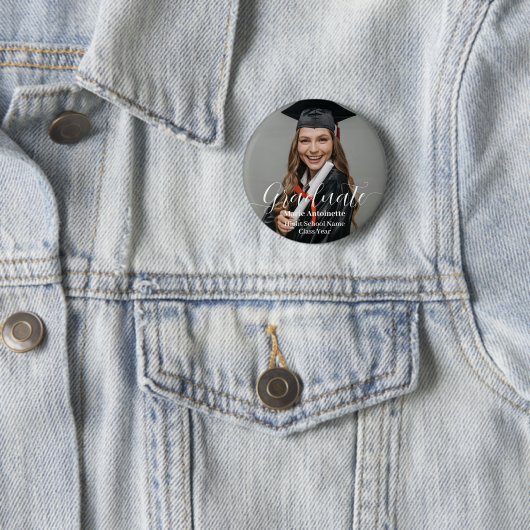 Personalized Graduate Photo Elegant Graduation Button (Beispiel)