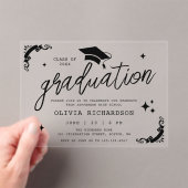 Personalized Graduation Elegant Script Stars & Cap Acryleinladungen (Insitu (Handheld))