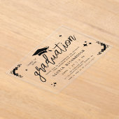 Personalized Graduation Elegant Script Stars & Cap Acryleinladungen (Ablage )
