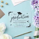Personalized Graduation Elegant Script Stars & Cap Acryleinladungen (In Situ (Hochzeit))