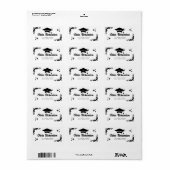 Personalized Graduation Elegant Script Stars & Cap Adressaufkleber (Vorne)