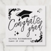 Personalized Graduation Elegant Script Stars & Cap Geschenkanhänger (Rückseite)