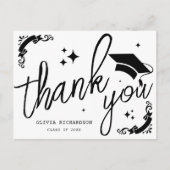 Personalized Graduation Elegant Script Stars & Cap Postkarte (Vorderseite)