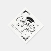 Personalized Graduation Elegant Script Stars & Cap Serviette (Ecke)