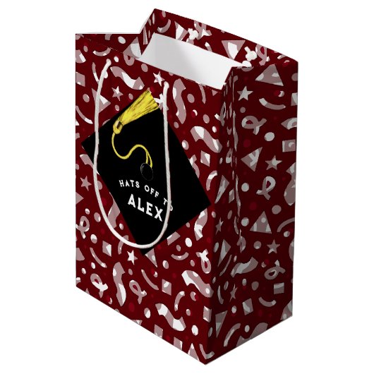 Personalized Graduation Medium Gift Bag Mittlere Geschenktüte (Rückseite Schrägansicht)