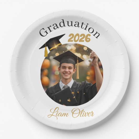 Personalized Graduation Paper Plates Class of 2026 Pappteller (Vorderseite)