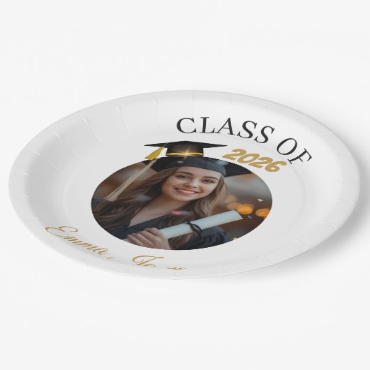 Personalized Graduation Paper Plates Class of 2026 Pappteller (Schrägansicht)