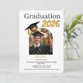 Personalized Graduation Party Photo Invitation Feiertagskarte (Stehend Vorderseite)