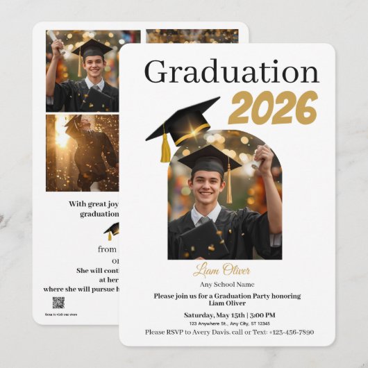 Personalized Graduation Party Photo Invitation Feiertagskarte (Vorne/Hinten)