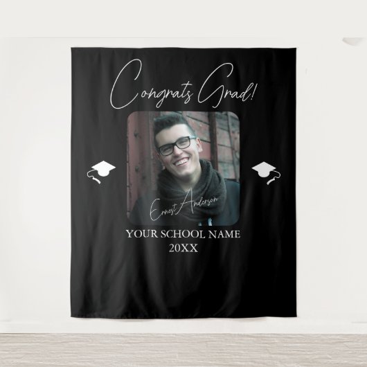 Personalized Graduation Photo Banner Class of 2026 Wandteppich (Vorderseite)