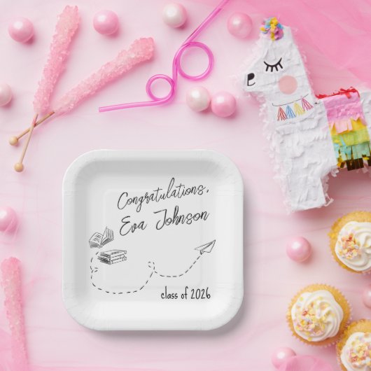 Personalized Graduation Square Paper Plates Pappteller (Party)
