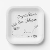 Personalized Graduation Square Paper Plates Pappteller (Vorderseite)