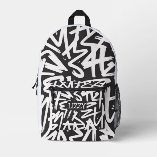 Personalized Graffiti Name Pattern — Custom Urban Bedruckter Rucksack (Vorderseite)