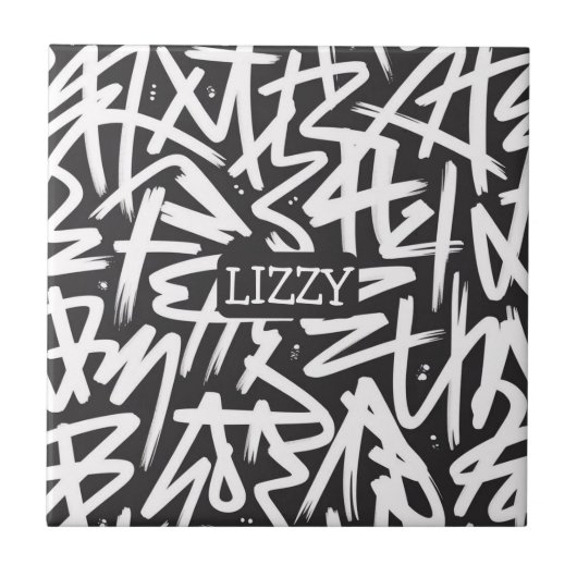 Personalized Graffiti Name Pattern — Custom Urban Fliese (Vorderseite)