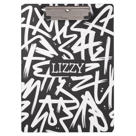 Personalized Graffiti Name Pattern — Custom Urban Klemmbrett (Vorderseite)