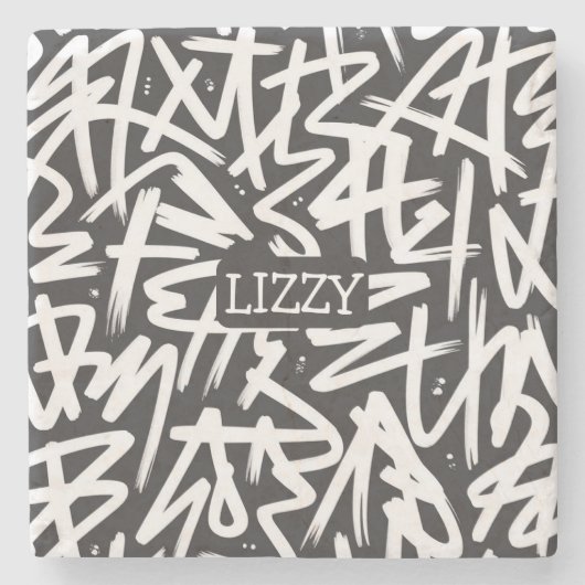 Personalized Graffiti Name Pattern — Custom Urban Steinuntersetzer (Vorderseite)