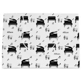 Personalized Grand Piano and Music Notes Pattern Große Geschenktüte (Vorderseite)