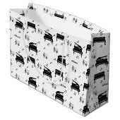 Personalized Grand Piano and Music Notes Pattern Große Geschenktüte (Rückseite Schrägansicht)