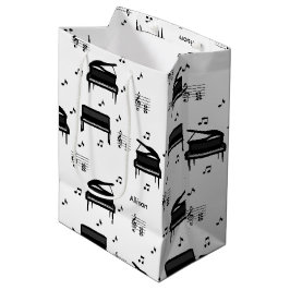 Personalized Grand Piano and Music Notes Pattern Mittlere Geschenktüte