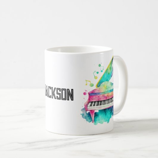 Personalized Grand Piano Mug – Custom Name Kaffeetasse (VorderseiteRechts)