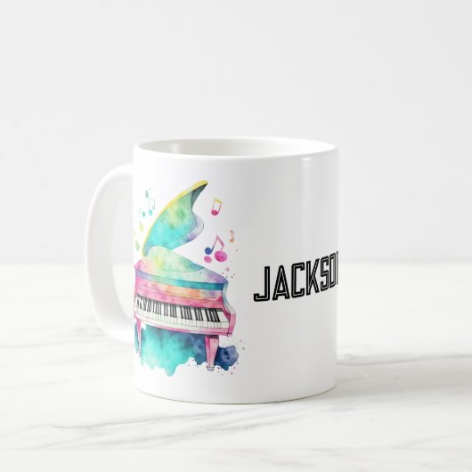 Personalized Grand Piano Mug – Custom Name Kaffeetasse (Vorderseite Links)