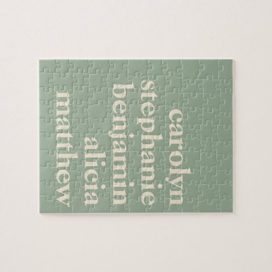 Personalized Grandchildren Names in Sage Green Puzzle (Horizontal)