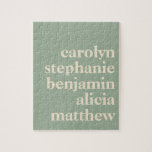 Personalized Grandchildren Names in Sage Green Puzzle<br><div class="desc">Modern Typography Personalized Grandchildren Names | Sage Green Puzzle</div>