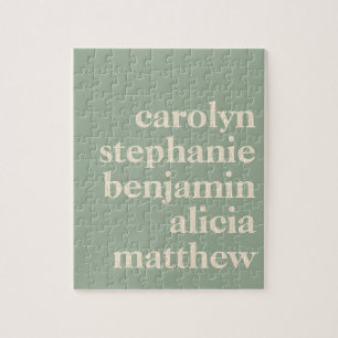 Personalized Grandchildren Names in Sage Green Puzzle