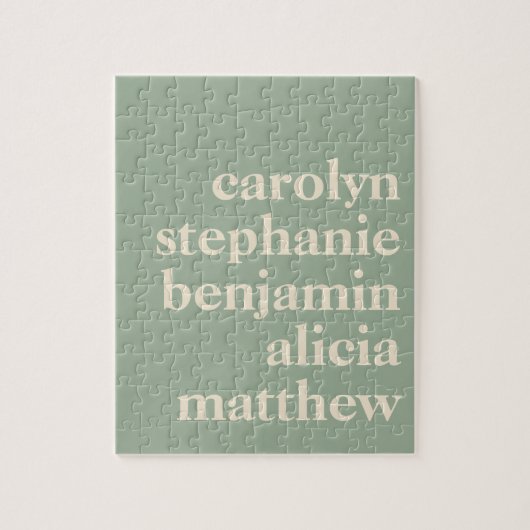 Personalized Grandchildren Names in Sage Green Puzzle (Vertikal)