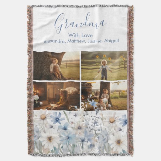Personalized Grandkids Collage Decke (Vorderseite Vertikal)