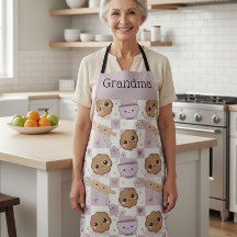 Personalized Grandma Apron Kawaii Cookie Gingham 