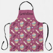 Personalized Grandma Apron Kawaii Pink BlueCupcake Schürze (Vorderseite)