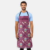 Personalized Grandma Apron Kawaii Pink BlueCupcake Schürze (Getragen)
