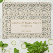 Personalized Grandma Kitchen Gift Botanical Green Geschirrtuch (Gefaltet)