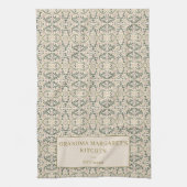 Personalized Grandma Kitchen Gift Botanical Green Geschirrtuch (Vertikal)