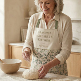 Personalized Grandma Kitchen Gift Botanical Green Schürze