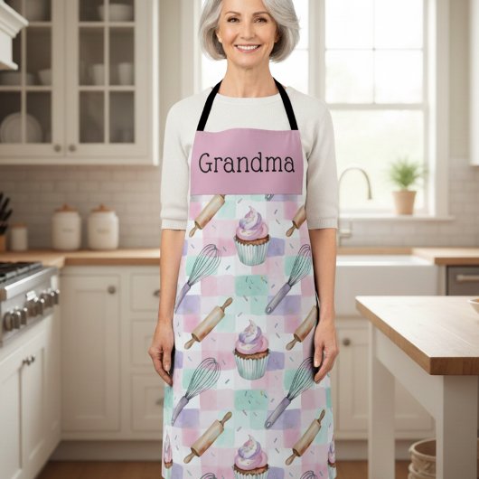 Personalized Grandma Nana Pastel Cupcake Crew Schürze
