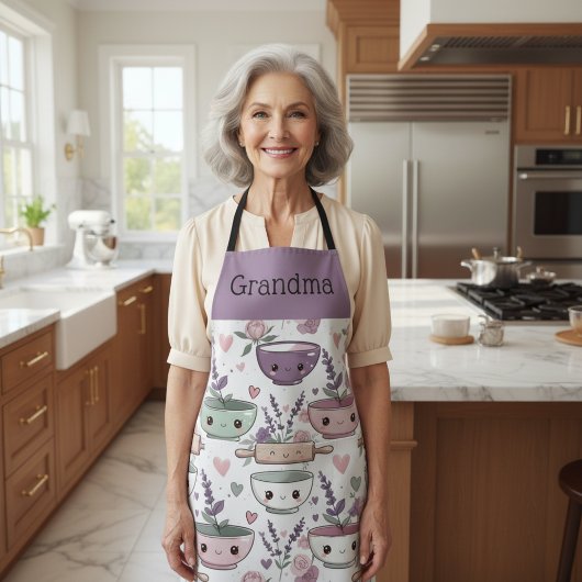 Personalized Grandma Nana Smiling Floral Baking Schürze