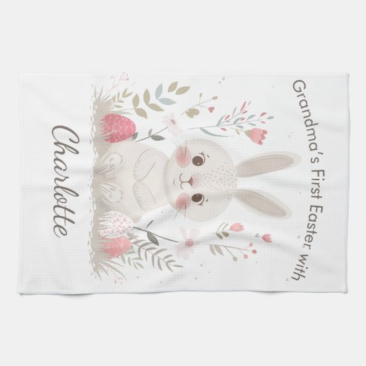Personalized Grandma’s First Easter Kitchen Towel Geschirrtuch (Horizontal)