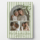 Personalized Grandma Sage Green Photo Keepsake Bow Fotoplatte (Vorderseite)