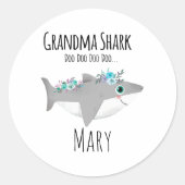 Personalized Grandma Shark Doo Doo Doo Runder Aufkleber (Vorderseite)
