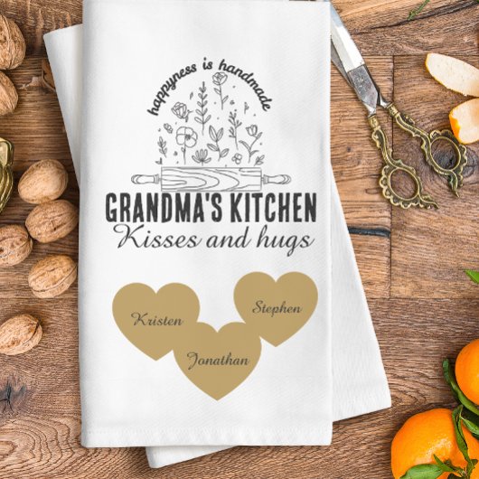 Personalized grandma's kitchen with kids name  geschirrtuch