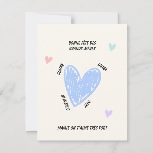 Personalized Grandmother’s Day Grandkids’ Names Mitteilungskarte (Vorderseite)